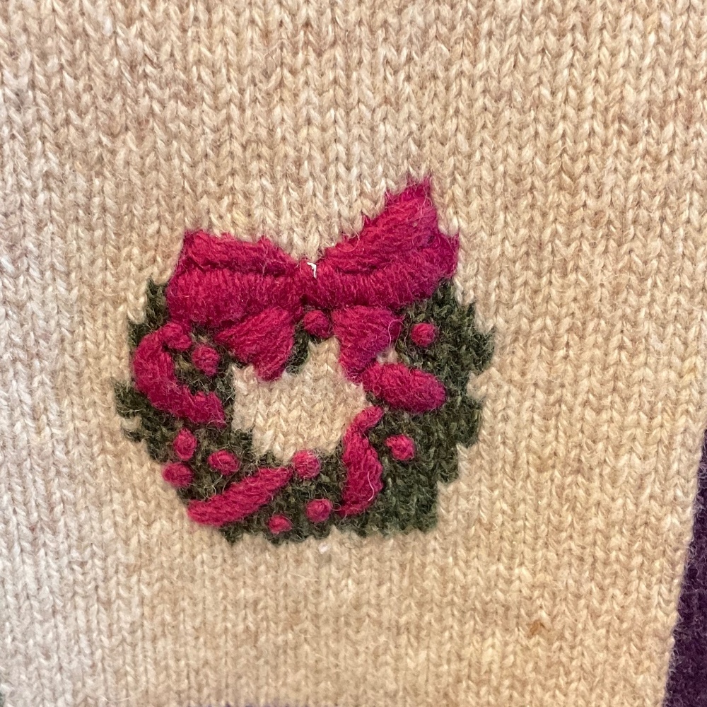 ORVIS Christmas Sweater Vintage 100% Wool Women’s Size Large - Picture 12 of 13